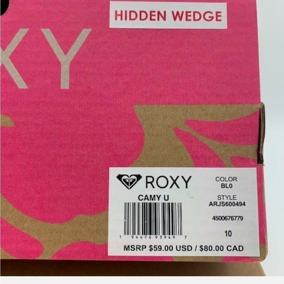 Roxy Black Camy U Hidden Wedge High Top Sneakers Size 10 New in Box* - Picture 4 of 12